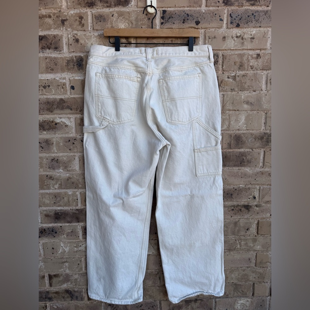 Abercrombie & Fitch Women's Ecru Carpenter Slouchy Mid Rise Jeans 32 - Picture 8 of 11